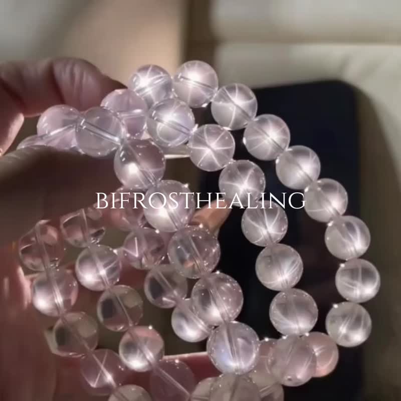 弥雅手作丨爱应是人永恒的追求丨冰透六芒星光莫桑比克粉水晶手串 - 手链/手环 - 水晶 粉红色