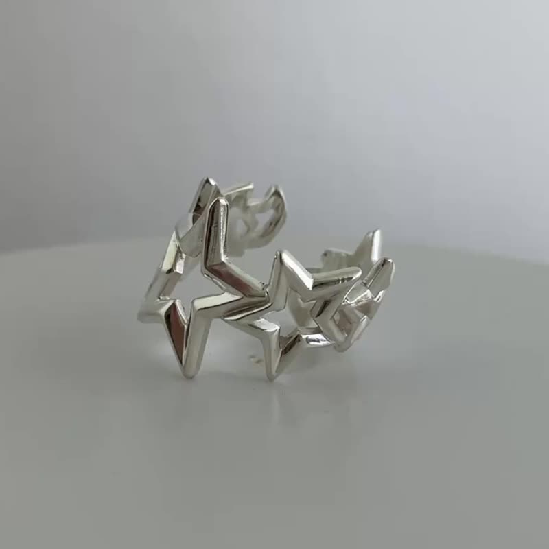 7 and 1/5 star ear cuffs - 耳环/耳夹 - 纯银 