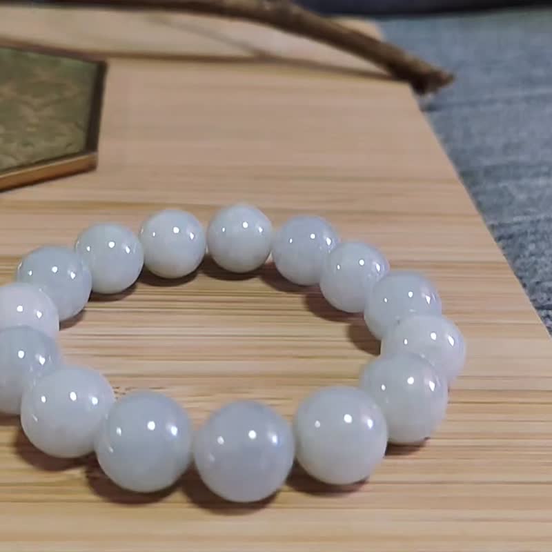 纯翠 天然翡翠 13mm+大卡晴底大圆珠手串 - 手链/手环 - 玉石 多色