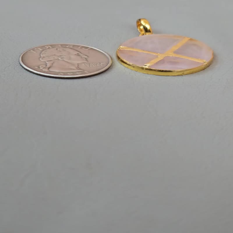 玫瑰石英吊坠 金继工艺 镀金 925纯银 - 项链 - 半宝石 