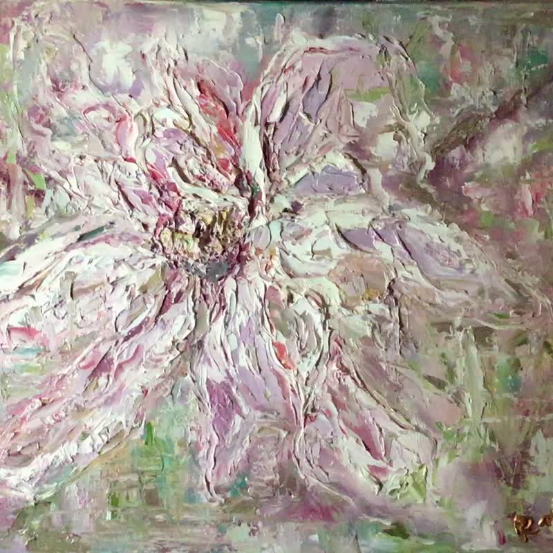 白木兰面纱 – 原厂布面纹理油画 - 墙贴/壁贴 - 其他材质 蓝色