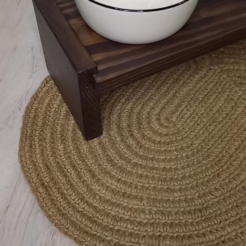 Jute pet rug Bone shape Placemat or scratching  Dog Cat mat stand dog cat feeder - 订制抱枕/饰品 - 环保材料 