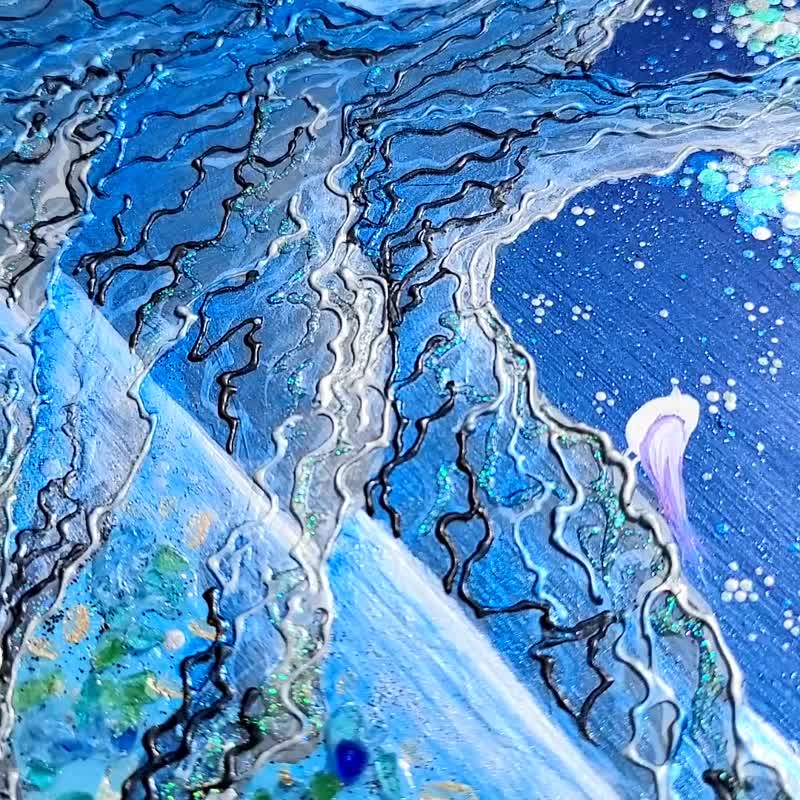 【星鸟诞生时蓝色】世界上唯一一只图片奇幻木壁挂室内雀星 - 海报/装饰画/版画 - 木头 蓝色