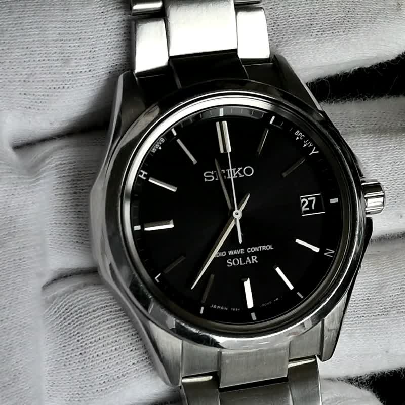 包邮 SEIKO Brightz/电波太阳能男式手表 40 毫米黑色表盘 7B24-0BN0 - 男表/中性表 - 不锈钢 黑色