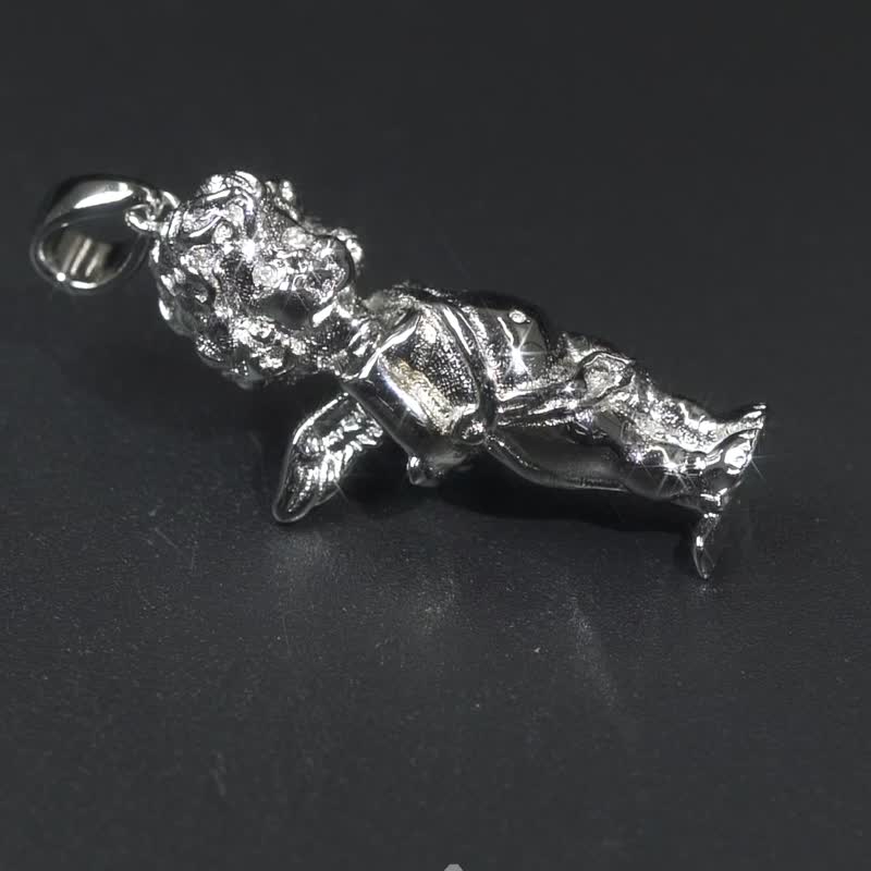 Wbj 素银小天使吊坠项链 - 项链 - 宝石 银色