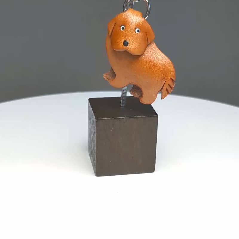 大白熊犬 狗狗 真皮钥匙圈 皮革挂饰 手作 日本制造 VANCA - 钥匙链/钥匙包 - 真皮 咖啡色