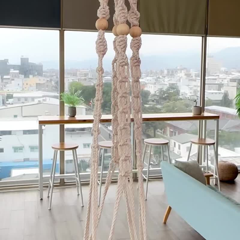 【圣诞礼盒】手工编织植物吊篮 居家布置 波西米亚 流苏 送礼 - 摆饰 - 棉 白色