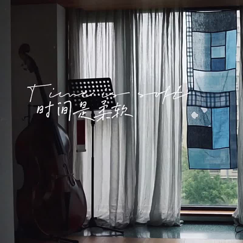 藍色系 薄苧麻 蠟染花朵藍染苧麻 春夏拼布披肩 百搭圍巾 - 围巾/披肩 - 棉．麻 蓝色