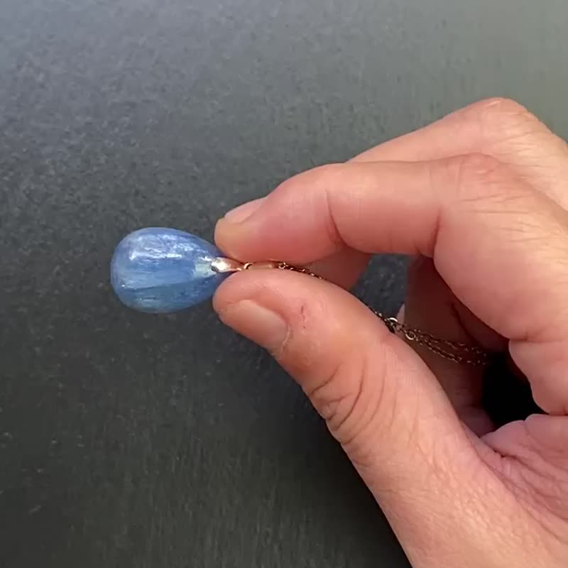 天然珠光感蓝晶石925纯银钛钢项链 加强沟通 表达 观察力 - 项链 - 水晶 蓝色