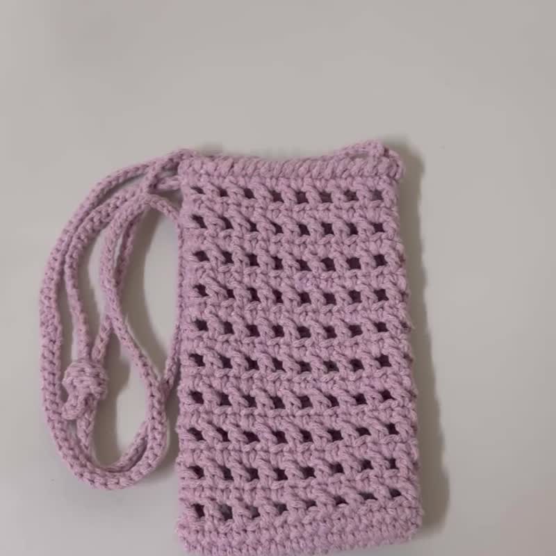 网格镂空手机袋 手机包 - 侧背包/斜挎包 - 其他材质 粉红色