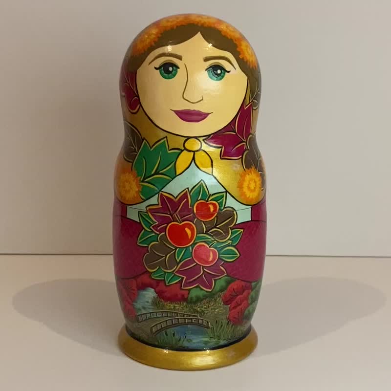 Matryoshka 秋季嵌套娃娃、木制家居装饰、树叶铜、自然艺术 - 摆饰 - 木头 多色