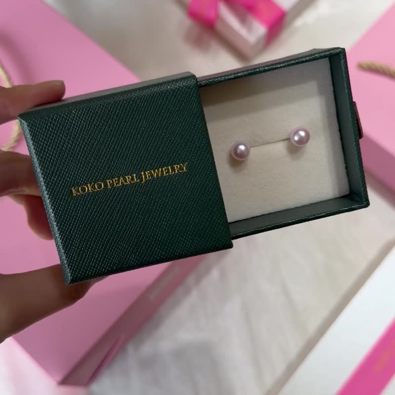 日本直送 樱花粉 7mm Akoya 海水珍珠耳环 耳钉 无耳洞耳夹 18k 金 - 耳环/耳夹 - 珍珠 粉红色