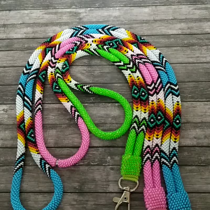 教师礼物：带分离扣的浅蓝色/粉红色/绿色串珠挂绳 - 挂绳/吊绳 - 玻璃 