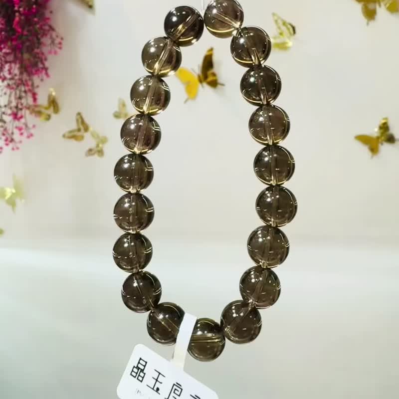 玻璃体透最高级别茶晶水晶10mm26.64g气场情绪稳定提供分析力增强 - 手链/手环 - 水晶 咖啡色
