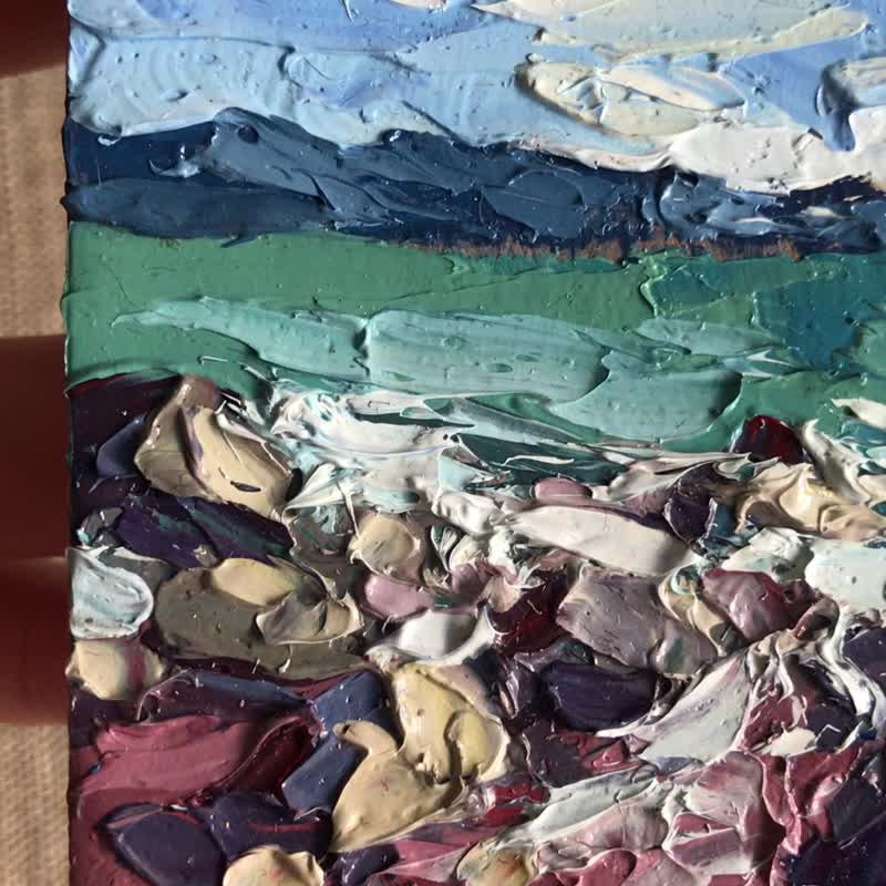 Seascape art Ocean Painting Impasto Oil Painting ACEO 原创手工油画 / 风景画 / 画作 - 墙贴/壁贴 - 其他材质 蓝色