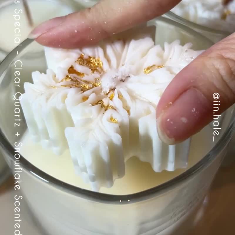 \ CHRISTMAS/ 雪花形状 | 白水晶块 | 200g 大豆香薰蜡烛 - 蜡烛/烛台 - 蜡 白色