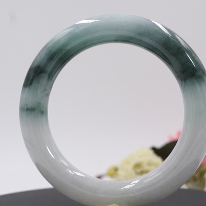 缅甸翡翠手镯 飘花手镯 白底飘蓝花 手镯 - 手链/手环 - 玉石 