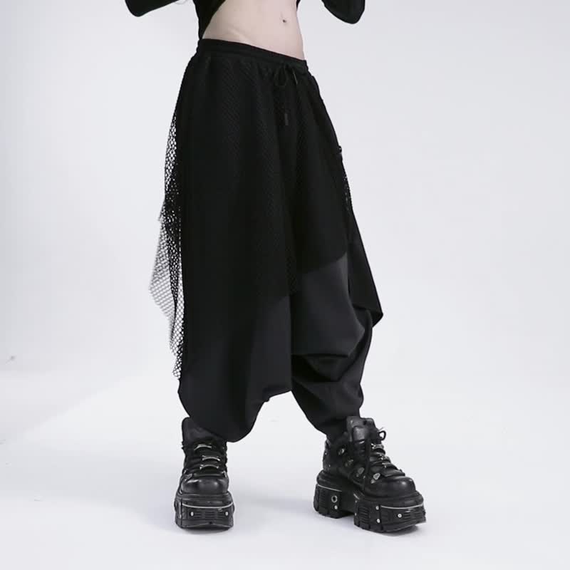 异教徒战士街头网格飞鼠裤 / 弹性腰头 - 男士长裤 - 其他材质 黑色