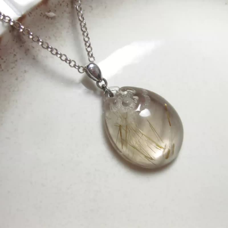 玉坠 简洁古典 晶绮 钛晶(茶晶底) - 项链 - 水晶 金色