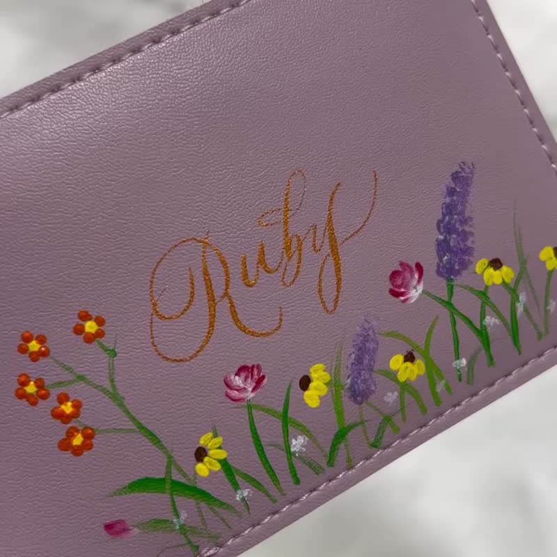 定制手工姊妹礼物 | 实用牛皮真皮行李牌 | 手绘花 | 订制名 - 行李吊牌 - 真皮 多色