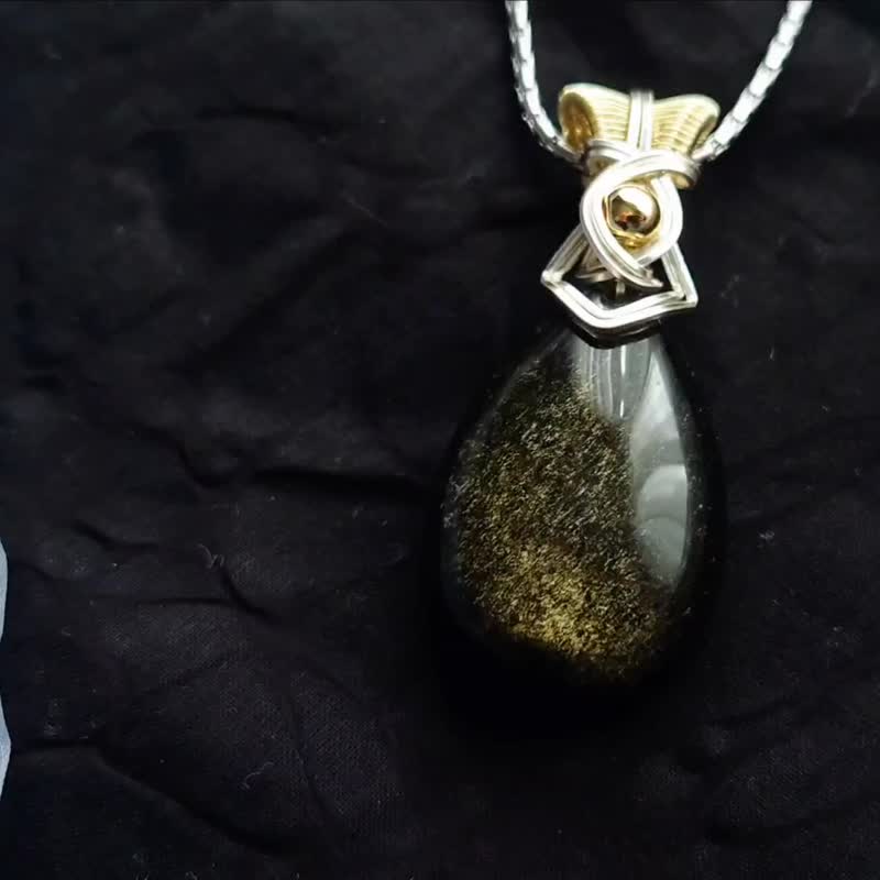 【 星尘 】金曜石项链 /吊坠 /新年礼物 /金属线工艺 - 项链 - 玉石 