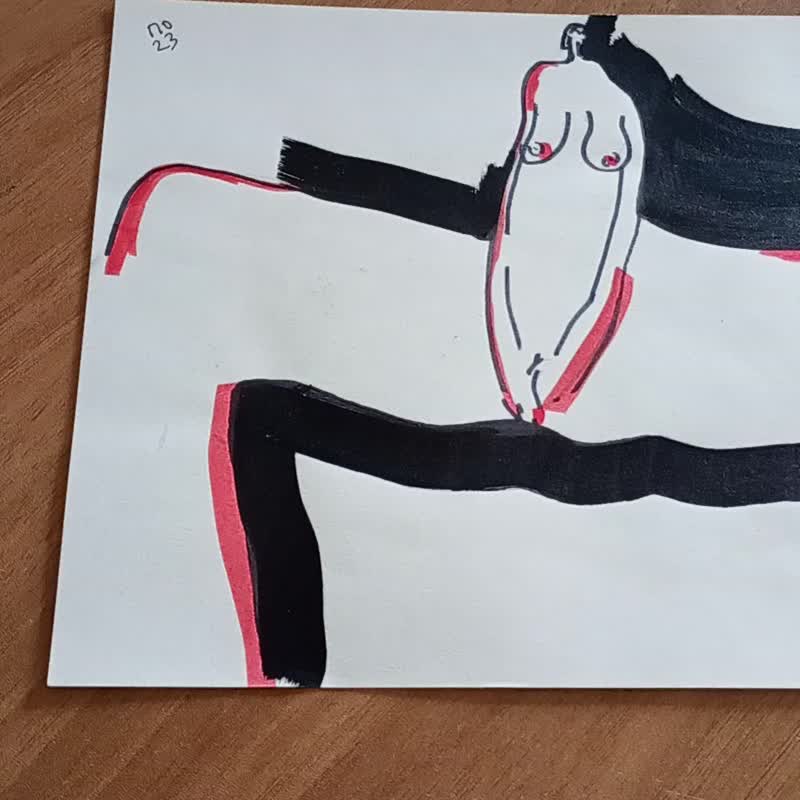 张开双腿色情裸体女人绘画，裸体女人美术未经审查 - 海报/装饰画/版画 - 纸 