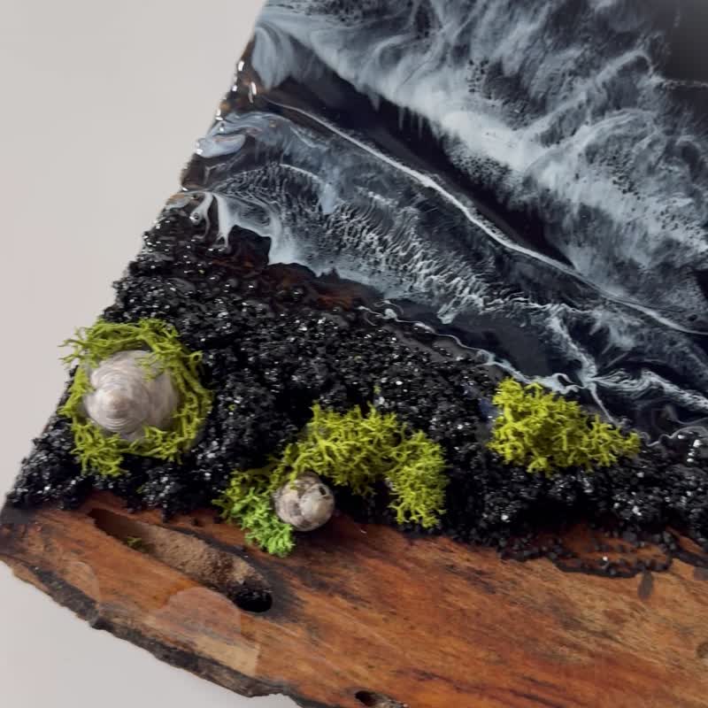 蓝色海洋树脂艺术木 树脂壁 海浪墙装饰是海滩主题树脂活边 - 墙贴/壁贴 - 树脂 蓝色