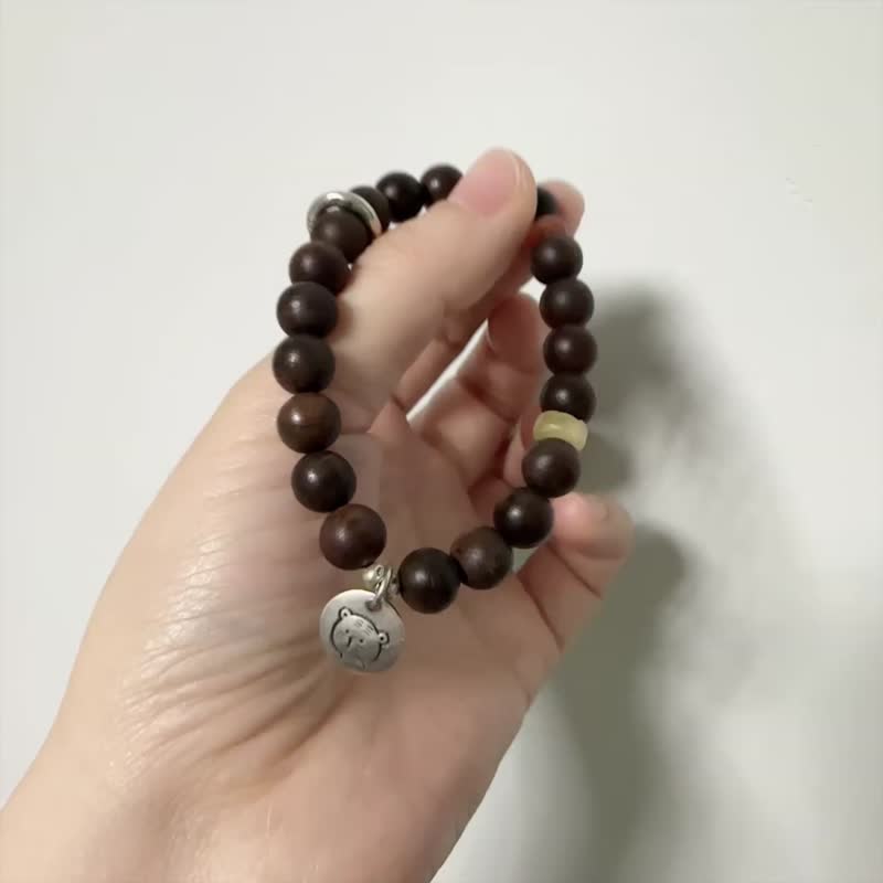 原创十二生肖手链 复古手链 纯银手链 沉香木手链 - 手链/手环 - 纯银 