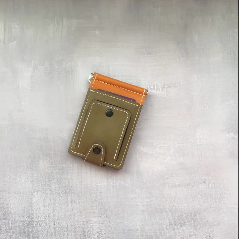 真皮轻薄钞票夹 真皮短夹 可定制化刻字 父亲节礼物/情人节礼物 - 皮夹/钱包 - 真皮 蓝色