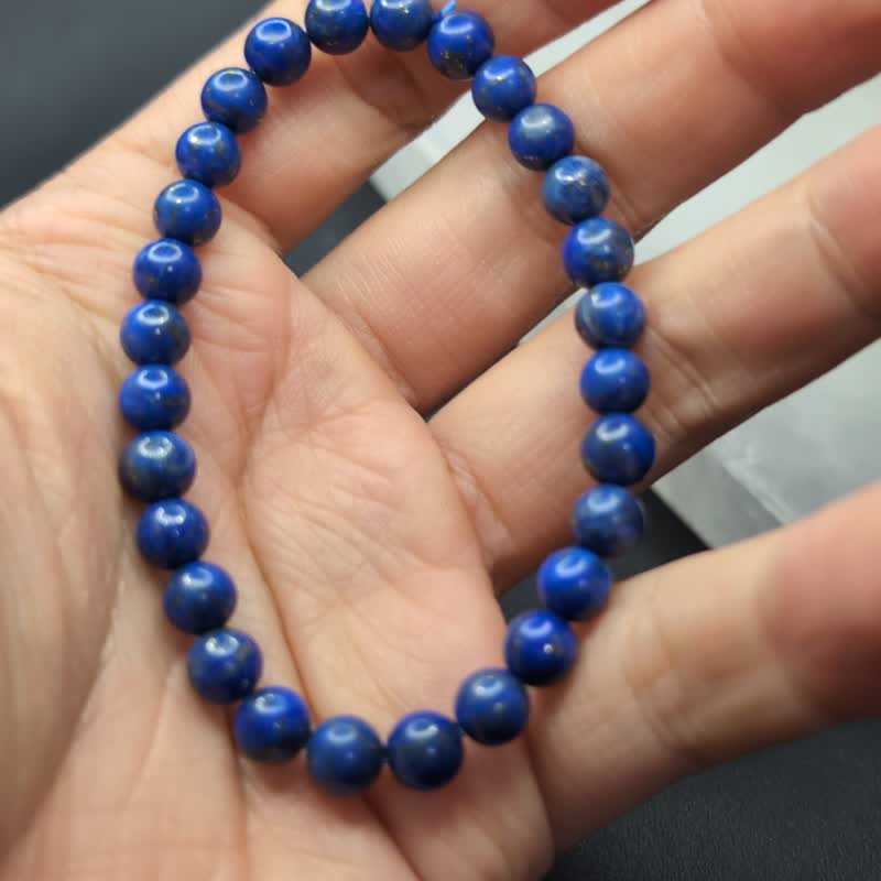 【订制品】青金石 阿富汗 6-14mm 手串 天然水晶 水晶 - 手链/手环 - 水晶 蓝色