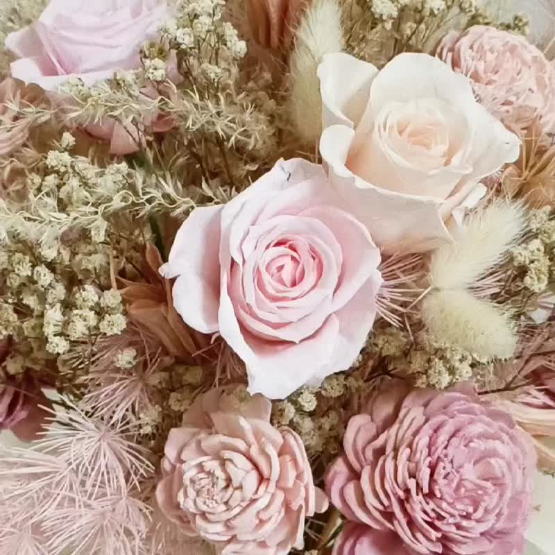 甜美浪漫永生捧花 结婚捧花永生干燥花情人节毕业谢师礼物生日毕 - 干燥花/捧花 - 植物．花 粉红色