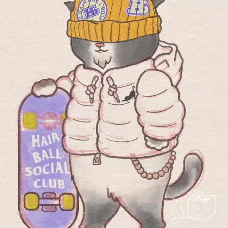 运动社团贴纸组 — Hairball Social Club 系列 - 贴纸 - 防水材质 多色