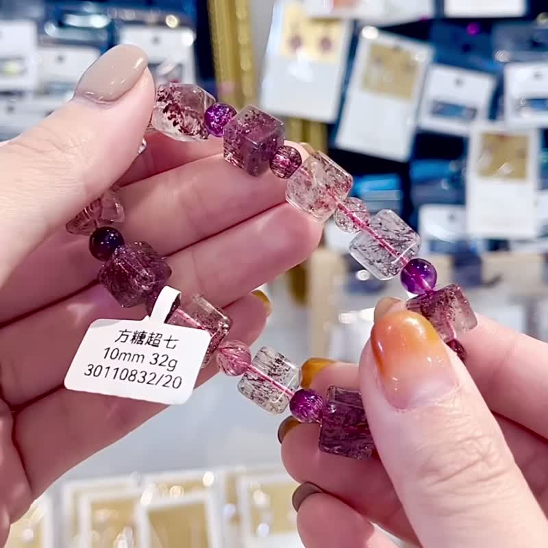 冰块方糖彩超七水晶10mm水晶手珠彼岸花毒液金草莓人缘业务桃花 - 手链/手环 - 水晶 多色