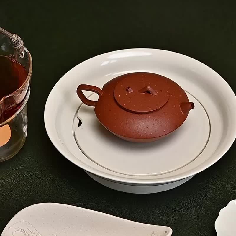 山系列 朱泥隐峰 宜兴原矿紫砂壶家用高颜值泡茶壶茶具160cc - 茶具/茶杯 - 陶 红色
