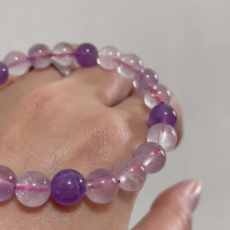 丝绒晨光 小资款戴功效【奶雾星辰超七手串】轻纱云雾/一物一拍 - 手链/手环 - 水晶 多色