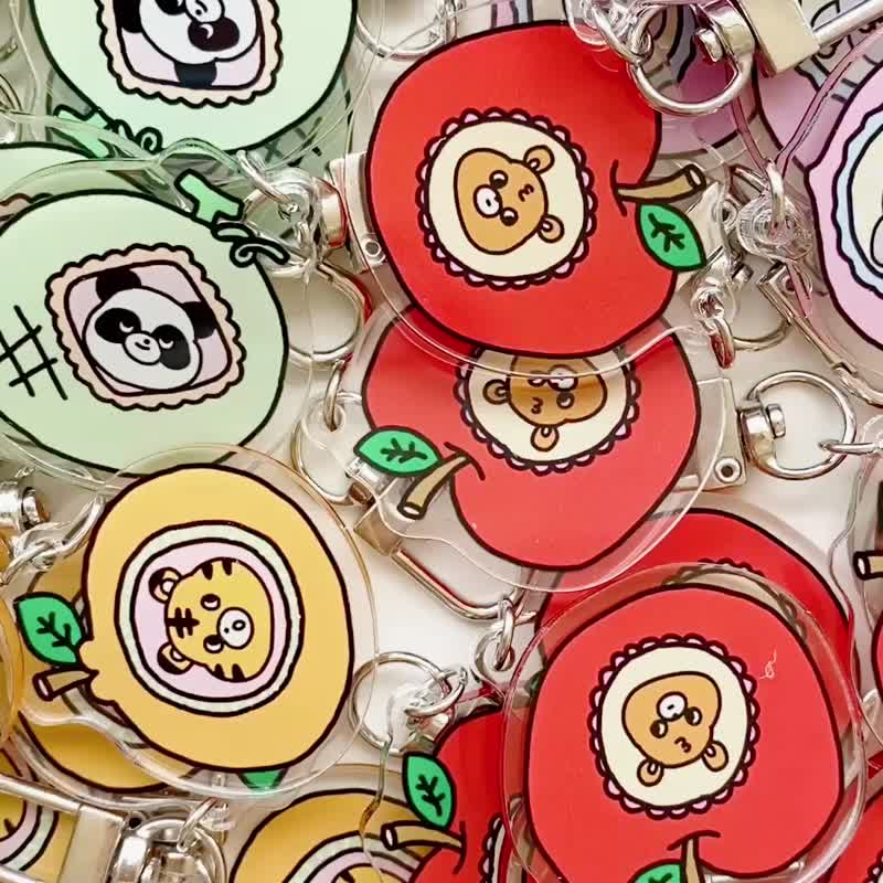 开心动物园水果压克力吊饰八代/钥匙圈/5款图案 - 吊饰 - 压克力 多色