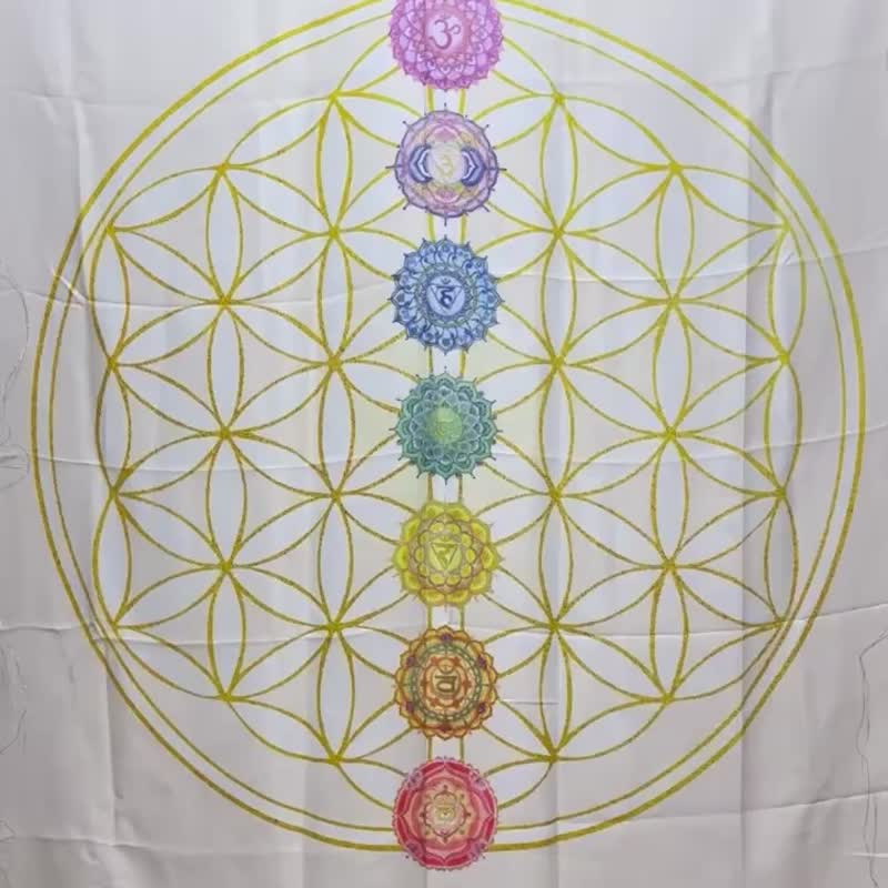 独家创作 喜悦禅七脉轮生命之花曼陀罗 古老正能量神圣几何图腾 - 摆饰 - 棉．麻 多色