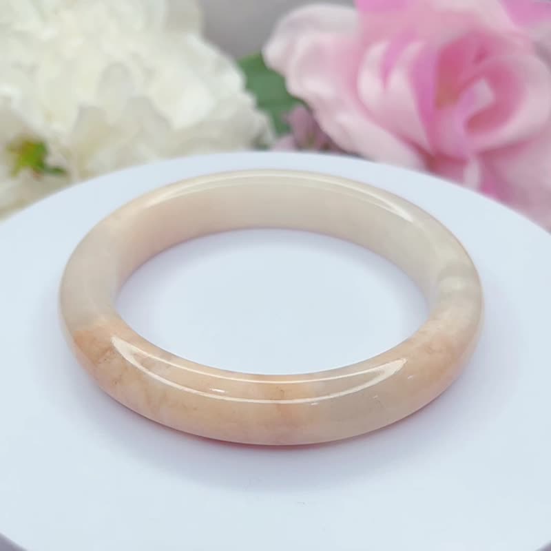 NO.150 浪漫冰嫩粉樱花手镯 内径 61MM 佘太翠玉平安镯 樱花粉手环 - 手链/手环 - 玉石 粉红色