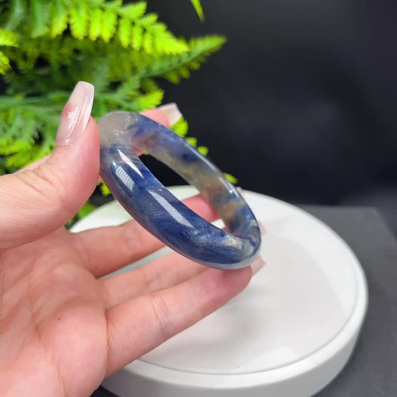高品质 龙鳞云母蓝晶石手镯 57MM 冰透星光闪片 自我价值喉轮积极 - 手链/手环 - 宝石 蓝色