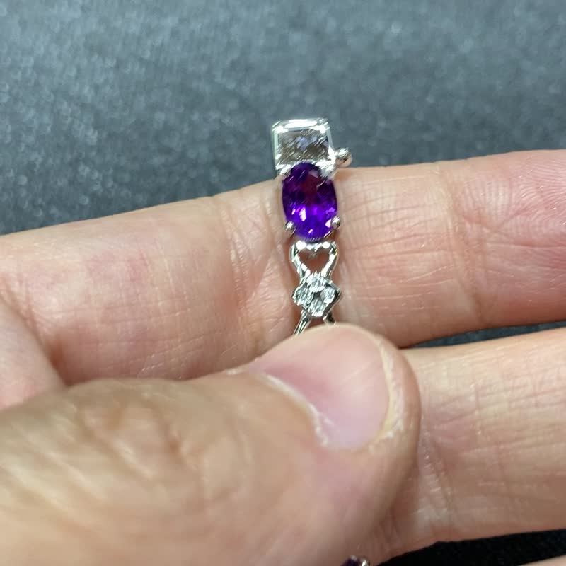 天然 紫水晶 手链 印度制 925纯银 手工制 - 手链/手环 - 水晶 紫色