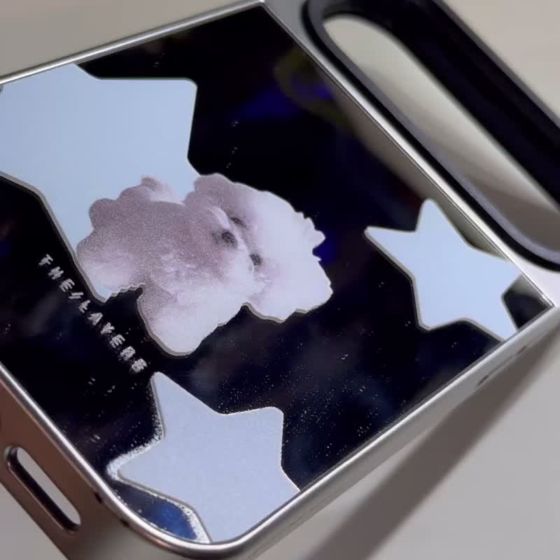 iPhone 17 | 银色 Y2K 白狗镜面 MagSafe 磁吸手机壳 | 宠物订制图案 - 手机壳/手机套 - 塑料 粉红色