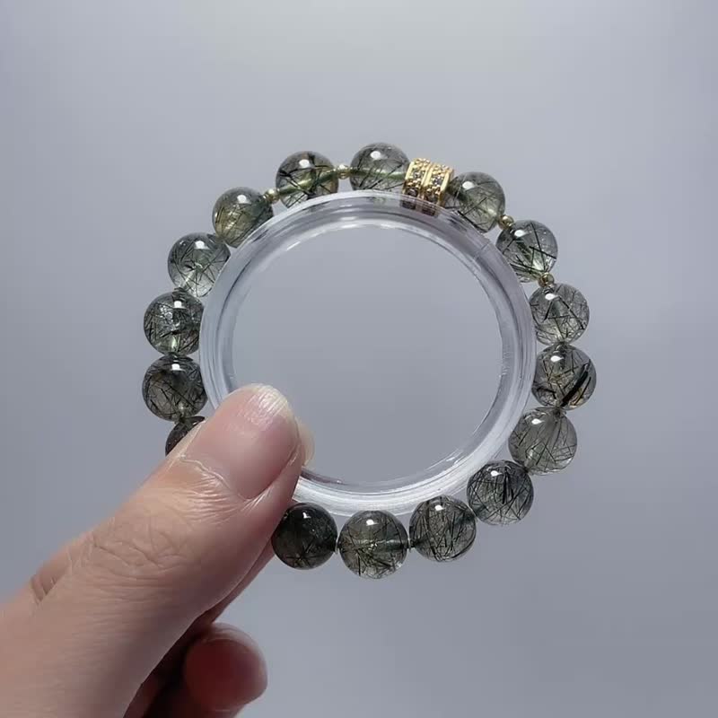 天然矿石 绿碧玺发晶 10mm 手链 - 手链/手环 - 宝石 绿色