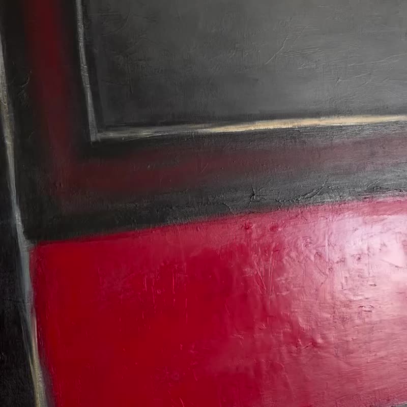 马克罗斯科风格抽象画布绘画，原始绘画墙壁装饰 - 墙贴/壁贴 - 压克力 红色