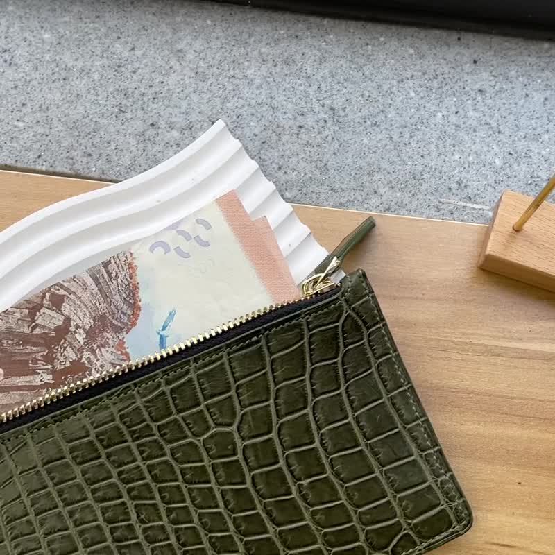 手工欧洲料鳄鱼皮拉链袋 - 皮夹/钱包 - 真皮 多色