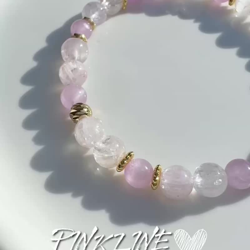 粉界 紫锂辉 冰种紫锂辉 樱花粉紫锂辉 糯种紫锂辉 水晶手链 - 手链/手环 - 水晶 粉红色