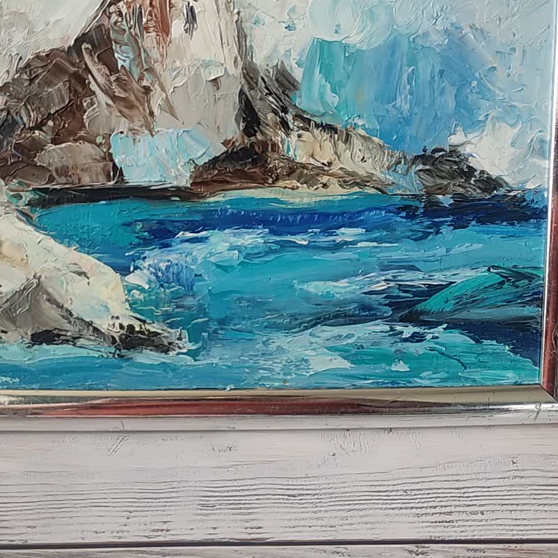 灯塔绘画油画原创海景艺术厚涂灯塔艺术品 - 墙贴/壁贴 - 其他材质 蓝色