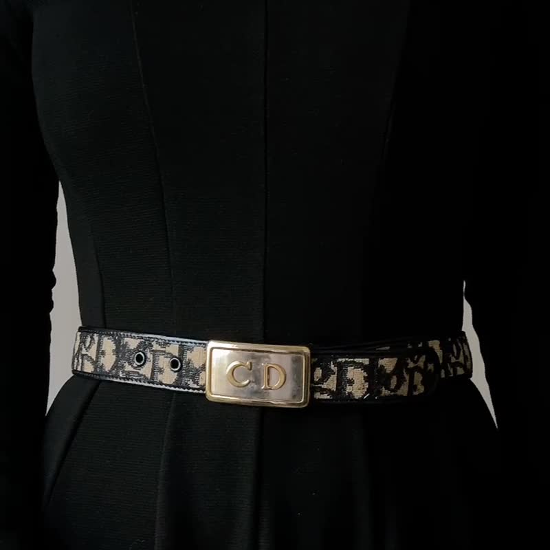 中古 Christian Dior 老花腰带 - 皮带/腰带 - 真皮 蓝色