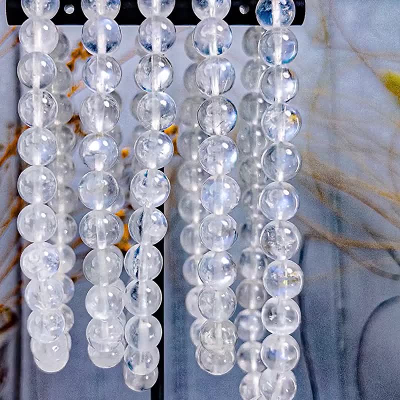 【3A/4A斯里兰卡月光石】雪花晶体蓝月光石 水晶手链手串|可挑款 - 手链/手环 - 水晶 蓝色