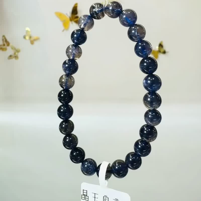 浓色透体蓝紫色天然堇青石7.5mm14.87g黑暗中的指南针增加洞悉 - 手链/手环 - 水晶 蓝色