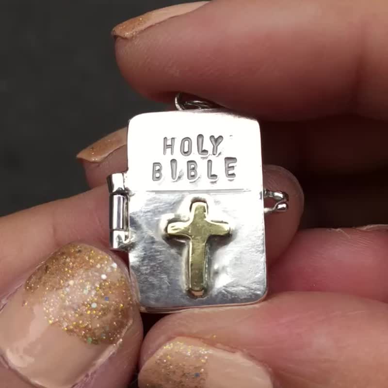 MIH 金工首饰 | 迷你圣经 纯银项链 -可打开 mini Holy Bible - 项链 - 纯银 银色
